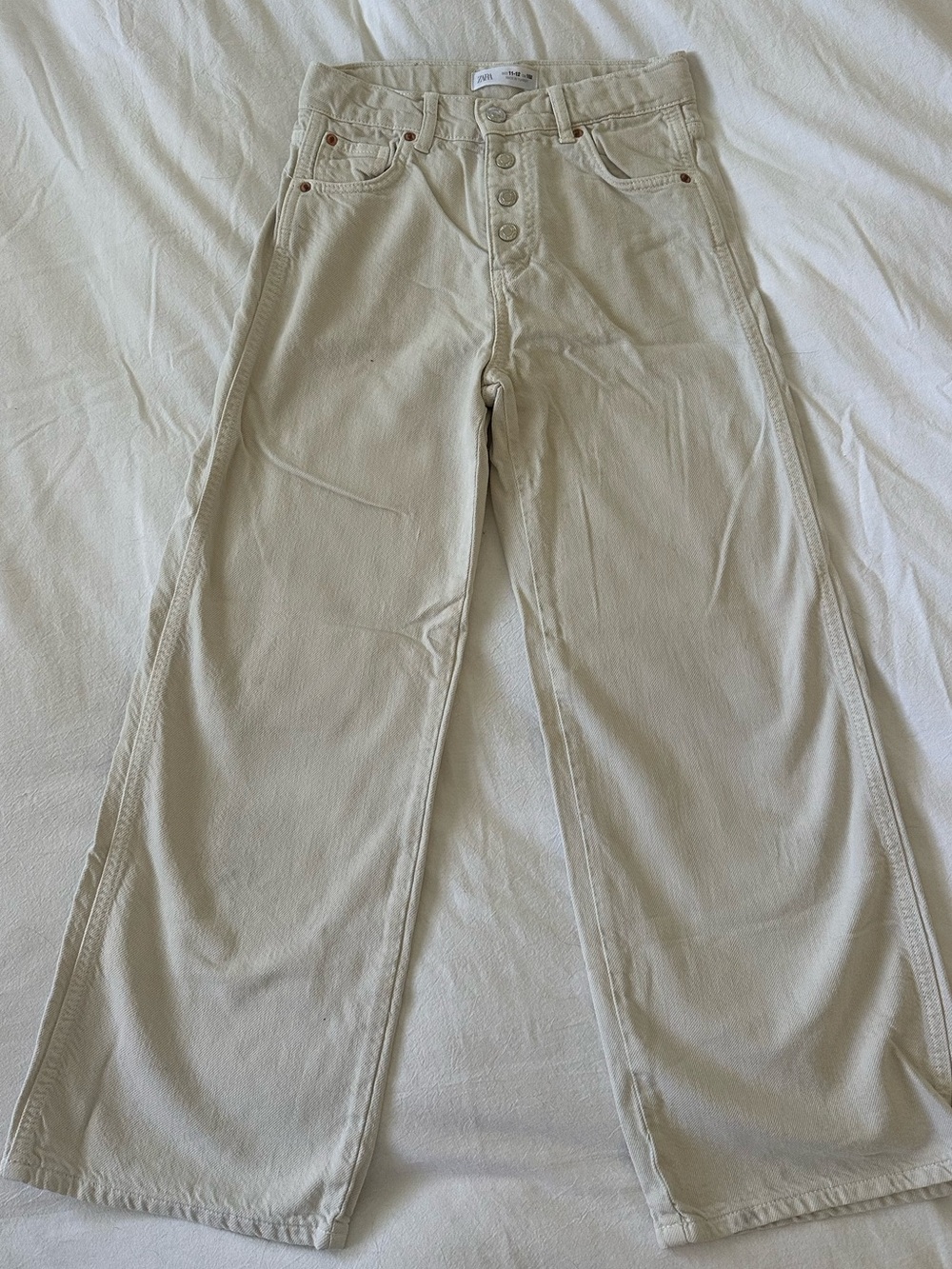 Zara Cream Wide-Leg Kids Jeans